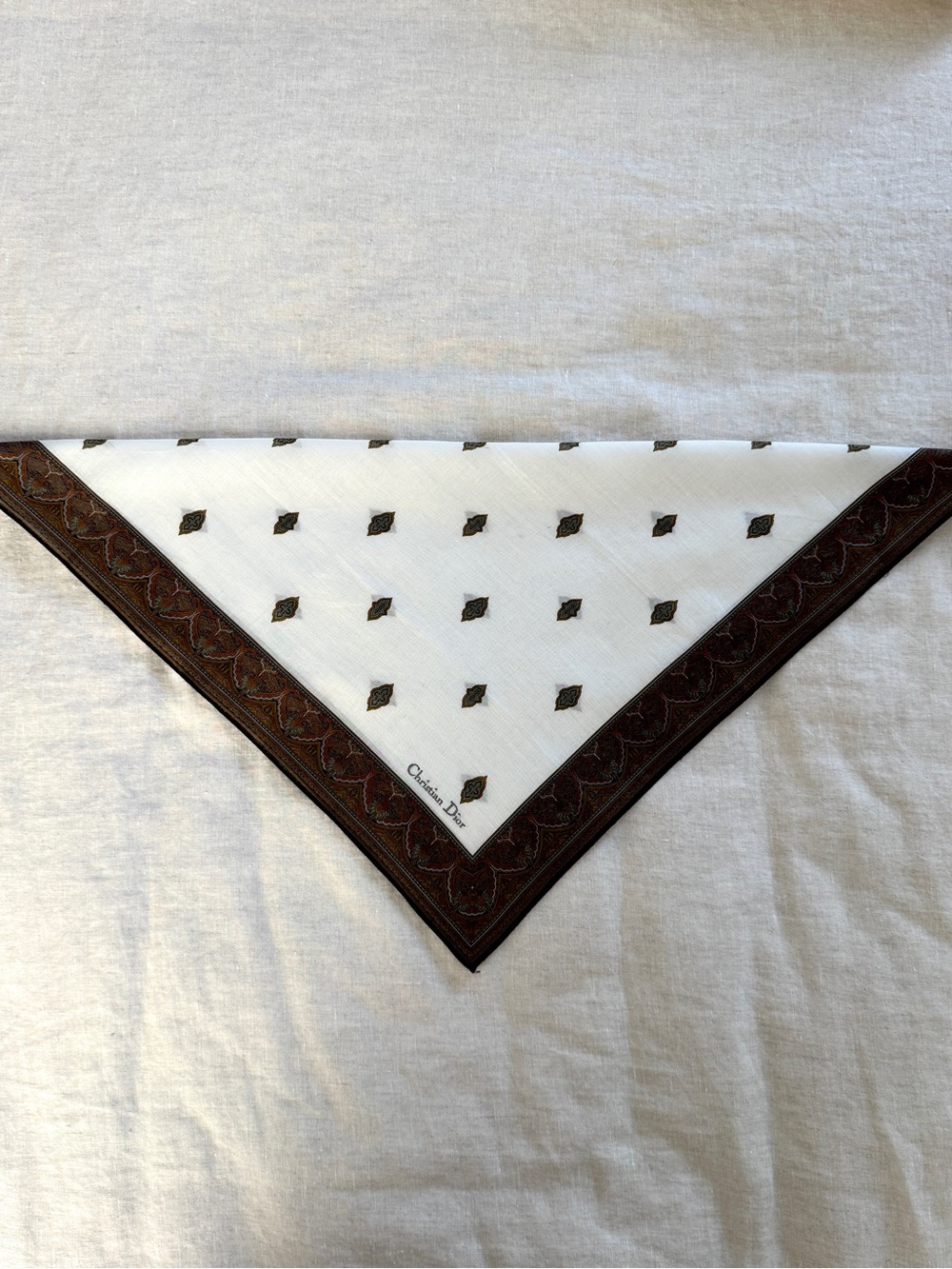 Vintage Christian Dior Paisley Cotton Head Scarf Bandana Made in Japan - Picture 4 of 7